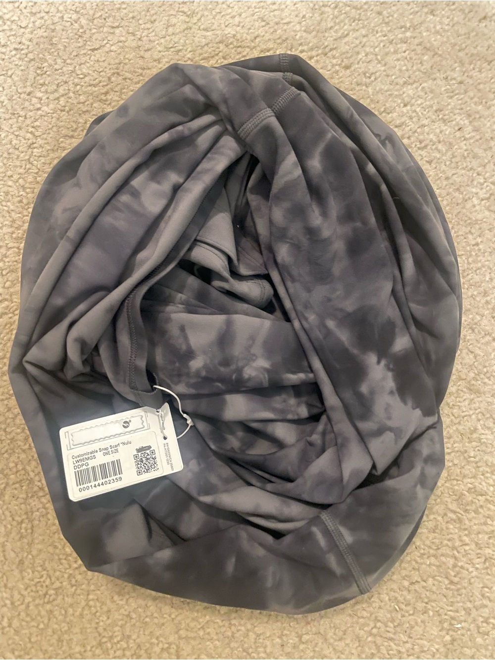 Lululemon Gray Tie-Dye Scarf Wrap “Nulu”